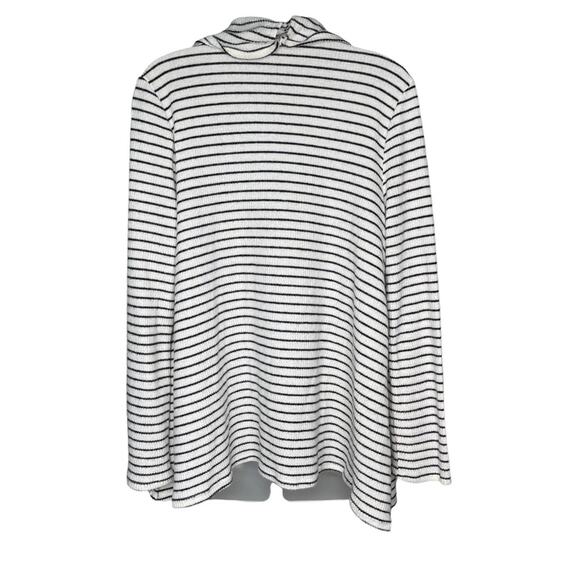 HUMMINGBIRD White & Black Stripe Drape Front Cardigan Women’s - Picture 4 of 9